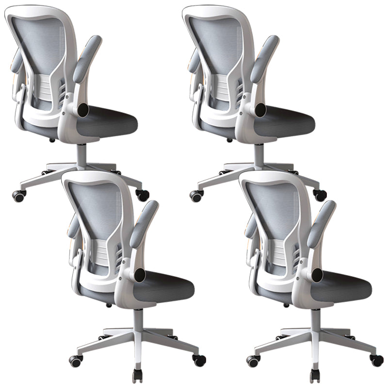 Modern Office Chair Adjustable Seat Height Swivel Chair with Breathable Back White-Gray 4 Piece Set Without Headrest Clearhalo 'furn' 'furn_office_chair' 'Furniture' 'Office Chairs' 'Office Furniture' 'office_chair' 6913660