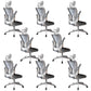 Modern Office Chair Adjustable Seat Height Swivel Chair with Breathable Back White-Gray 8 Piece Set With Headrest Clearhalo 'furn' 'furn_office_chair' 'Furniture' 'Office Chairs' 'Office Furniture' 'office_chair' 6913667