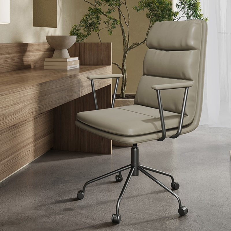 Contemporary Arms Included Task Chair Leather Desk Chair for Office Grey Interface Genuine Leather 1 Piece Clearhalo 'furn' 'furn_office_chair' 'Furniture' 'Office Chairs' 'Office Furniture' 'office_chair' 6916236