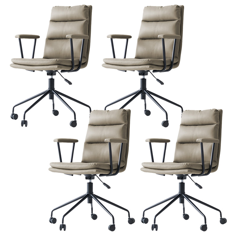 Contemporary Arms Included Task Chair Leather Desk Chair for Office Grey Genuine Leather 4 Piece Set Clearhalo 'furn' 'furn_office_chair' 'Furniture' 'Office Chairs' 'Office Furniture' 'office_chair' 6916241