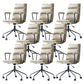 Contemporary Arms Included Task Chair Leather Desk Chair for Office Light Gray Genuine Leather 8 Piece Set Clearhalo 'furn' 'furn_office_chair' 'Furniture' 'Office Chairs' 'Office Furniture' 'office_chair' 6916253