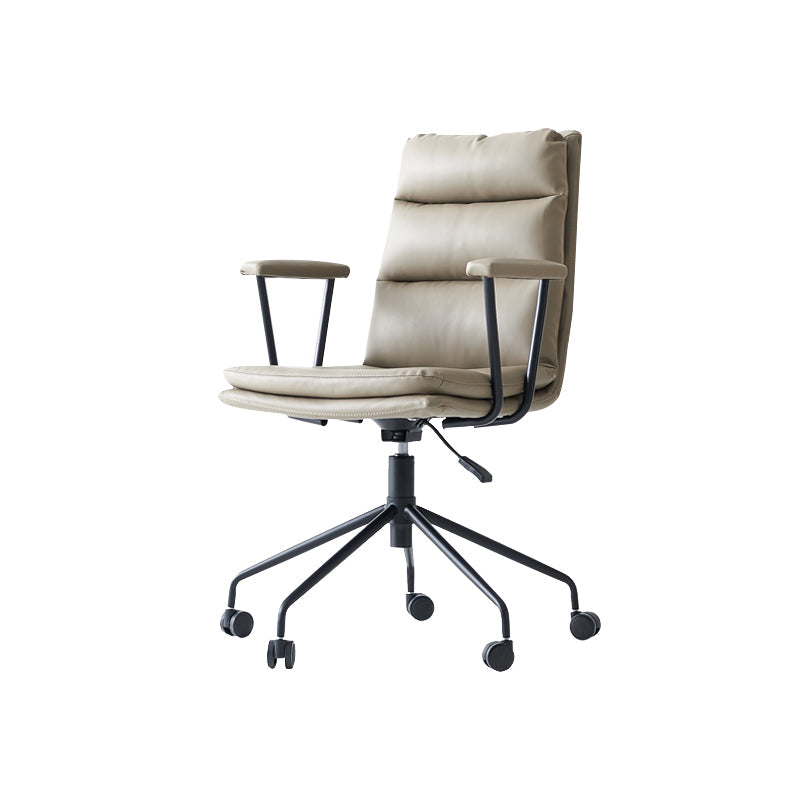 Contemporary Arms Included Task Chair Leather Desk Chair for Office Grey Microfiber Leather 1 Piece Clearhalo 'furn' 'furn_office_chair' 'Furniture' 'Office Chairs' 'Office Furniture' 'office_chair' 6916254