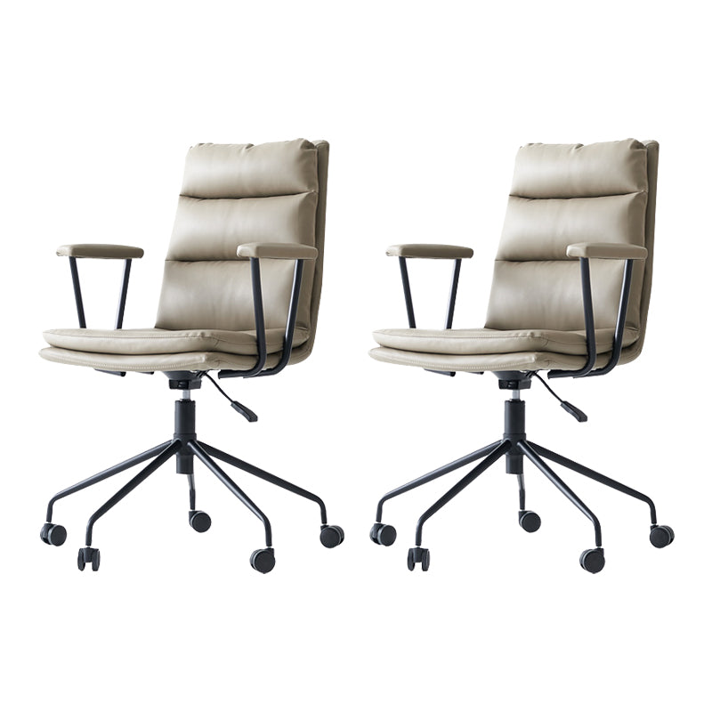 Contemporary Arms Included Task Chair Leather Desk Chair for Office Grey Microfiber Leather 2 Piece Set Clearhalo 'furn' 'furn_office_chair' 'Furniture' 'Office Chairs' 'Office Furniture' 'office_chair' 6916255