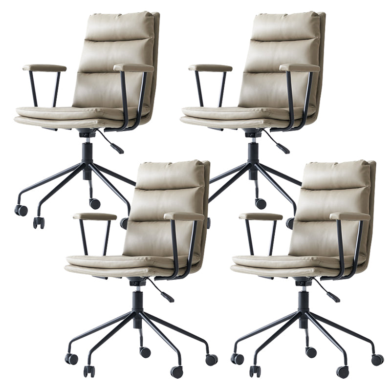 Contemporary Arms Included Task Chair Leather Desk Chair for Office Grey Microfiber Leather 4 Piece Set Clearhalo 'furn' 'furn_office_chair' 'Furniture' 'Office Chairs' 'Office Furniture' 'office_chair' 6916256