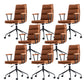 Contemporary Arms Included Task Chair Leather Desk Chair for Office Orange Microfiber Leather 8 Piece Set Clearhalo 'furn' 'furn_office_chair' 'Furniture' 'Office Chairs' 'Office Furniture' 'office_chair' 6916262