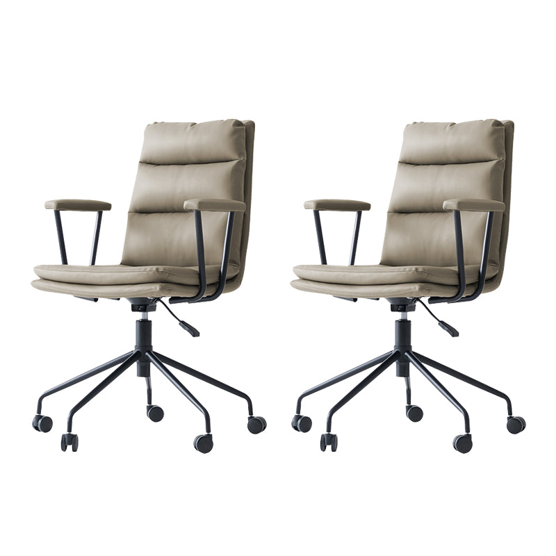 Contemporary Arms Included Task Chair Leather Desk Chair for Office Grey Interface Genuine Leather 2 Piece Set Clearhalo 'furn' 'furn_office_chair' 'Furniture' 'Office Chairs' 'Office Furniture' 'office_chair' 6916263