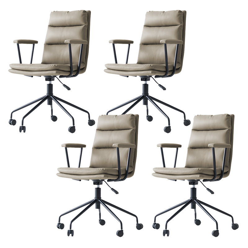 Contemporary Arms Included Task Chair Leather Desk Chair for Office Grey Interface Genuine Leather 4 Piece Set Clearhalo 'furn' 'furn_office_chair' 'Furniture' 'Office Chairs' 'Office Furniture' 'office_chair' 6916264