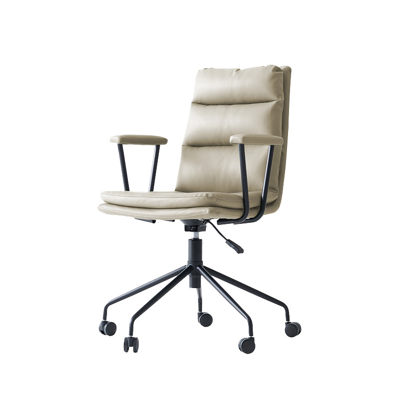 Contemporary Arms Included Task Chair Leather Desk Chair for Office Light Gray Interface Genuine Leather 1 Piece Clearhalo 'furn' 'furn_office_chair' 'Furniture' 'Office Chairs' 'Office Furniture' 'office_chair' 6916267