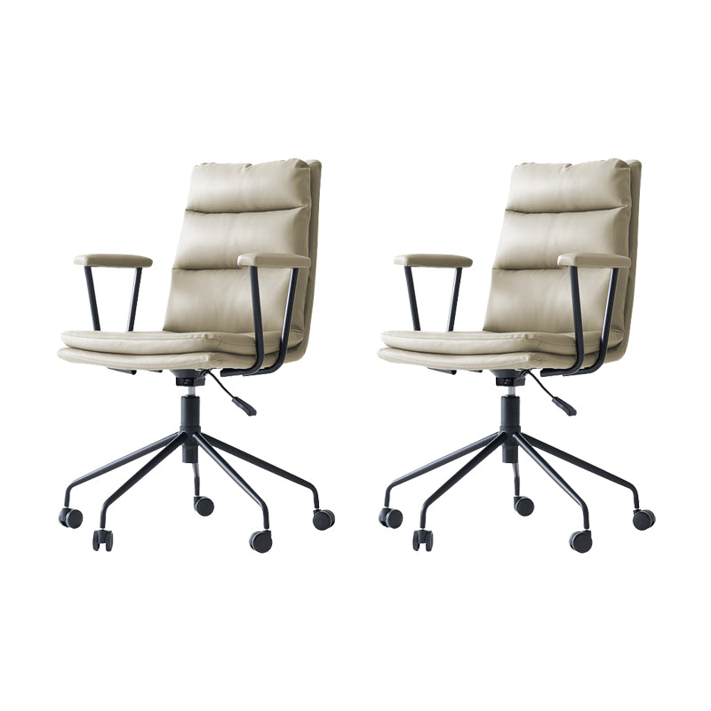 Contemporary Arms Included Task Chair Leather Desk Chair for Office Light Gray Interface Genuine Leather 2 Piece Set Clearhalo 'furn' 'furn_office_chair' 'Furniture' 'Office Chairs' 'Office Furniture' 'office_chair' 6916268