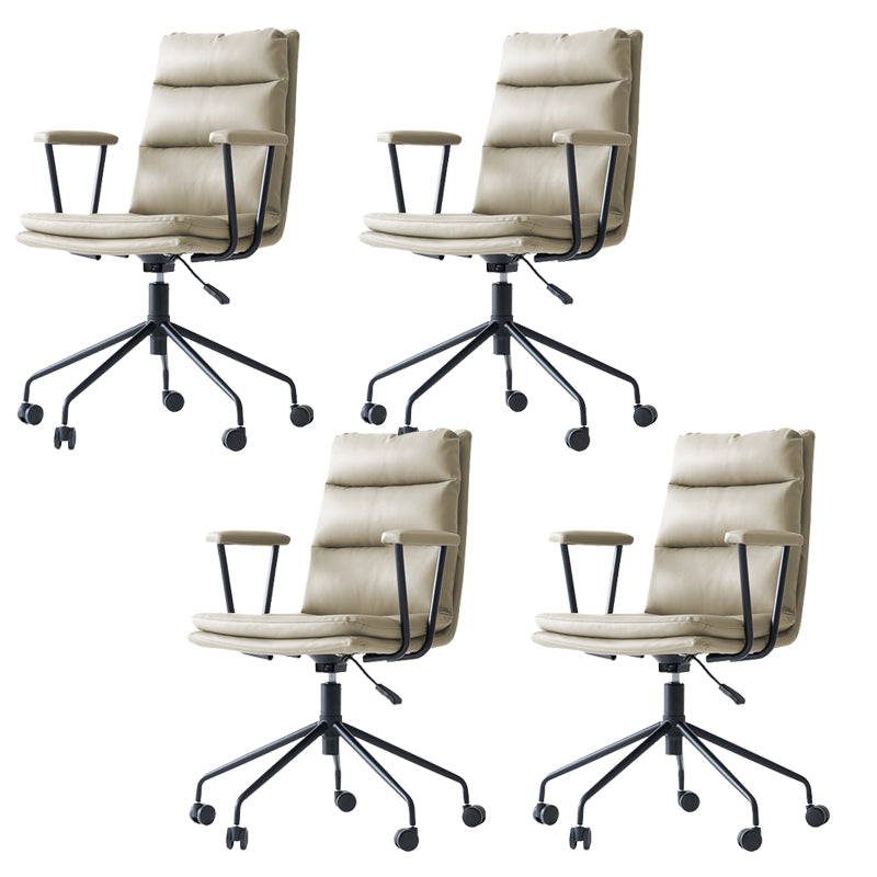Contemporary Arms Included Task Chair Leather Desk Chair for Office Light Gray Interface Genuine Leather 4 Piece Set Clearhalo 'furn' 'furn_office_chair' 'Furniture' 'Office Chairs' 'Office Furniture' 'office_chair' 6916269