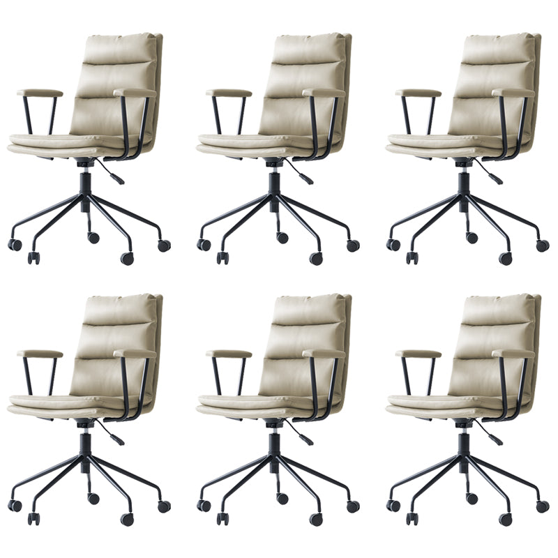 Contemporary Arms Included Task Chair Leather Desk Chair for Office Light Gray Interface Genuine Leather 6 Piece Set Clearhalo 'furn' 'furn_office_chair' 'Furniture' 'Office Chairs' 'Office Furniture' 'office_chair' 6916270