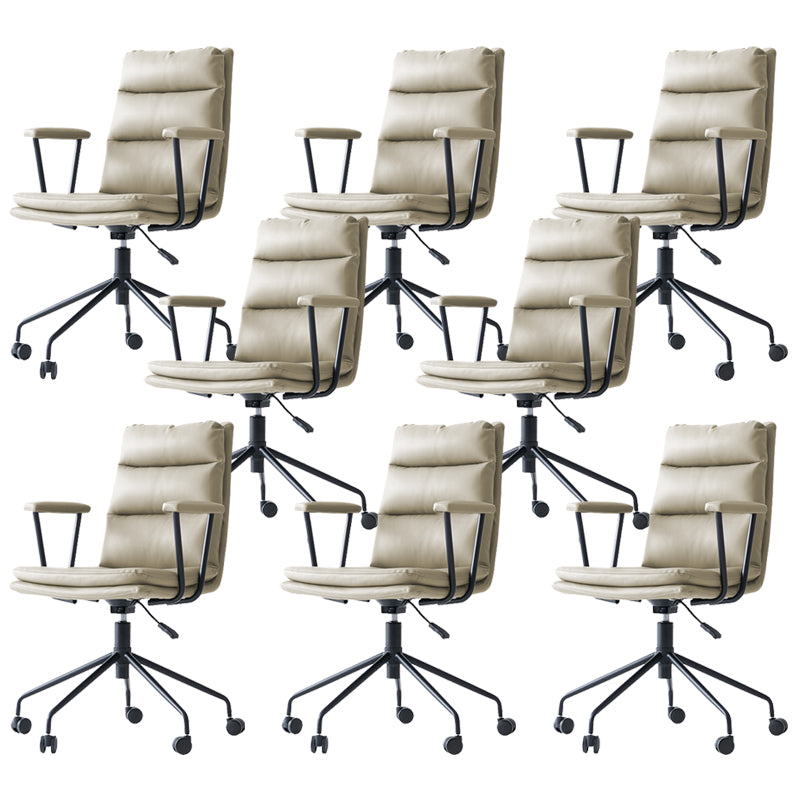 Contemporary Arms Included Task Chair Leather Desk Chair for Office Light Gray Interface Genuine Leather 8 Piece Set Clearhalo 'furn' 'furn_office_chair' 'Furniture' 'Office Chairs' 'Office Furniture' 'office_chair' 6916271