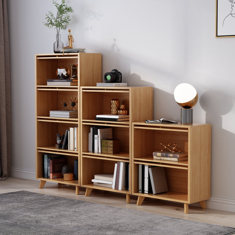 Scandinavian Closed Back Standard Bookshelf Wooden Bookcase with Rectangular Shelves