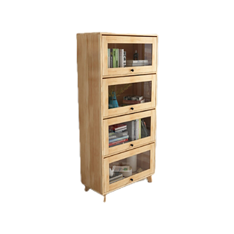 Scandinavian Closed Back Standard Bookshelf Wooden Bookcase with Rectangular Shelves