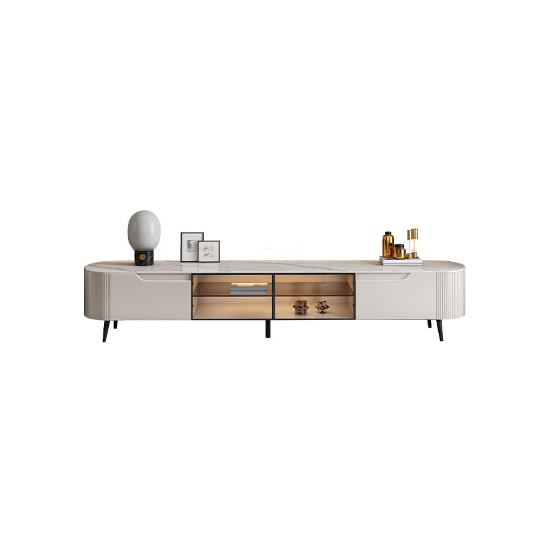 Console multimediale contemporanea Supporto multimediale per TV in pietra con 2 cassetti