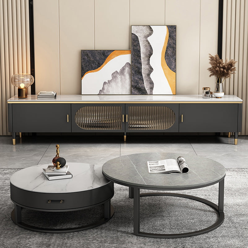 Contemporary Media Console Stone TV Media Stand for Living Room Clearhalo 'furn' 'furn_tv_stands_entertainment_centers' 'Furniture' 'Living Room Furniture' 'TV Stands & Entertainment Centers' 'TV Stands & Media Storage Furniture' 'tv_stands_entertainment_centers' 6916528