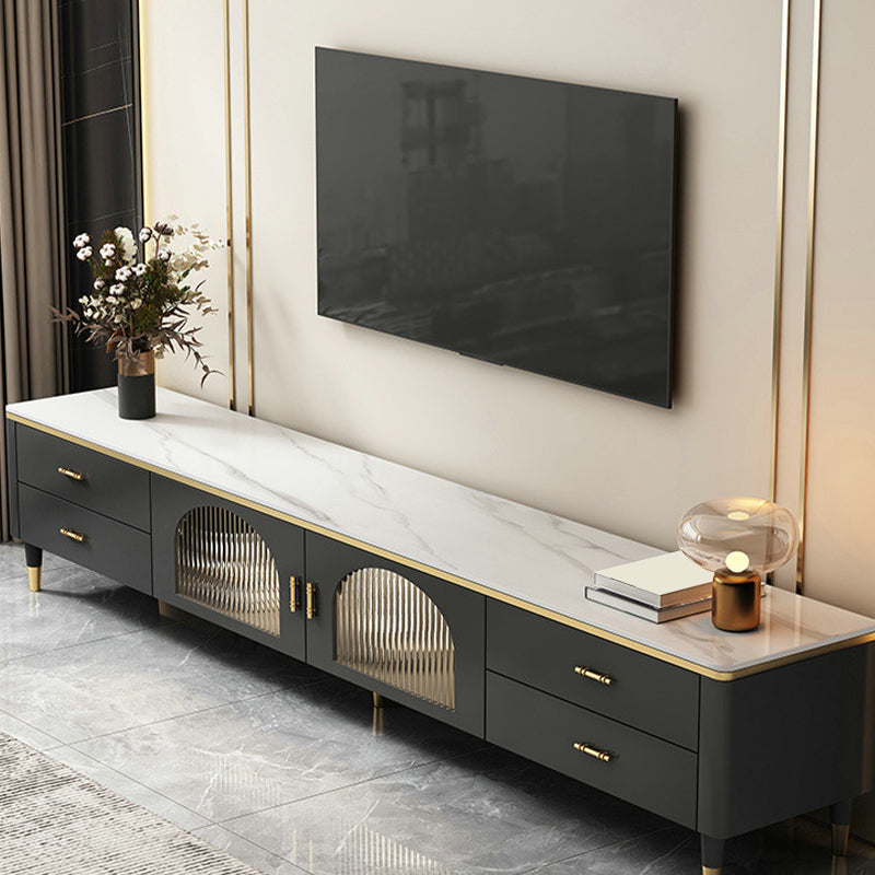 Stone TV Media Stand Console Modern TV Console for Living Room 79"L x 16"W x 18"H Clearhalo 'furn' 'furn_tv_stands_entertainment_centers' 'Furniture' 'Living Room Furniture' 'TV Stands & Entertainment Centers' 'TV Stands & Media Storage Furniture' 'tv_stands_entertainment_centers' 6916537