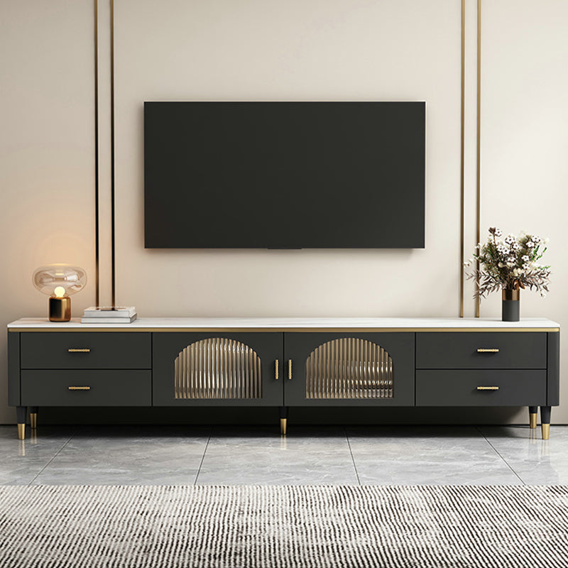 Stone TV Media Stand Console Modern TV Console for Living Room 87"L x 16"W x 18"H Clearhalo 'furn' 'furn_tv_stands_entertainment_centers' 'Furniture' 'Living Room Furniture' 'TV Stands & Entertainment Centers' 'TV Stands & Media Storage Furniture' 'tv_stands_entertainment_centers' 6916540