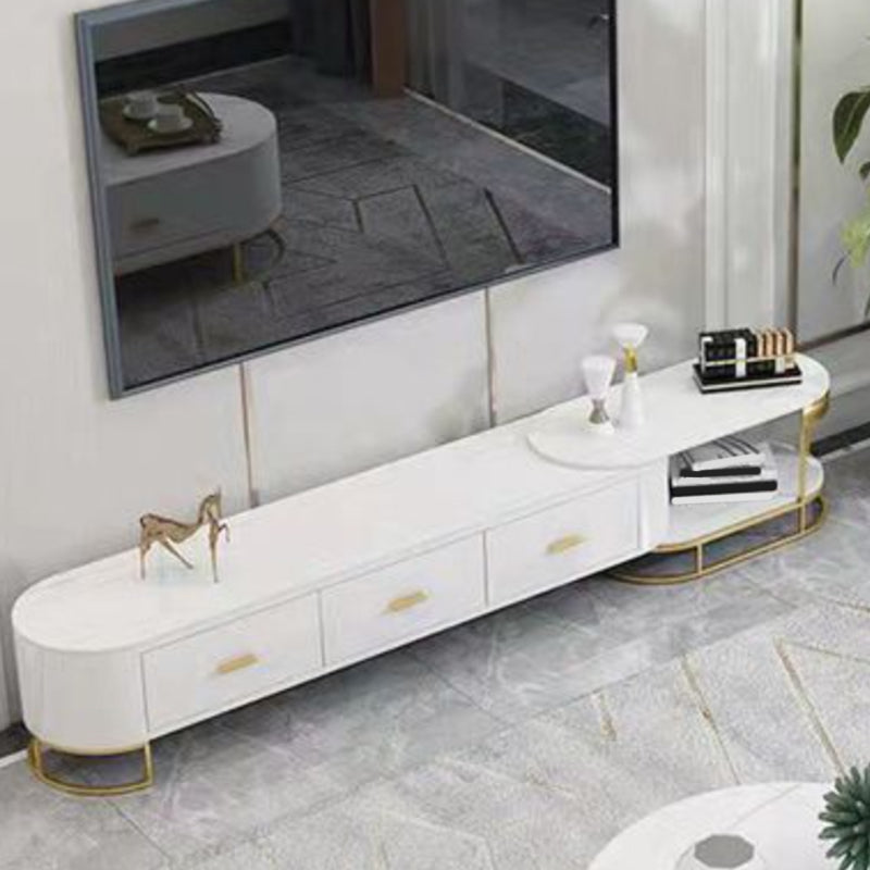 Stone TV Console Contemporary 3 Drawers Open Storage Media Console White Clearhalo 'furn' 'furn_tv_stands_entertainment_centers' 'Furniture' 'Living Room Furniture' 'TV Stands & Entertainment Centers' 'TV Stands & Media Storage Furniture' 'tv_stands_entertainment_centers' 6916554
