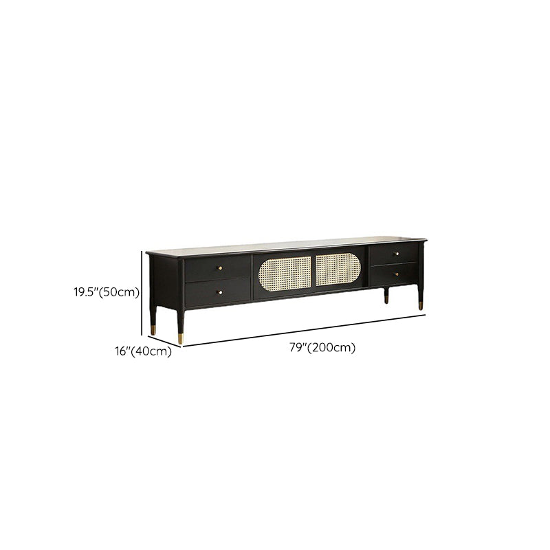TV-Medienkonsole aus massivem Holz. Moderne TV-Konsole mit 4 Schubladen