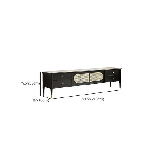 Solid Wood TV Media Console Contemporary TV Console with 4 Drawers