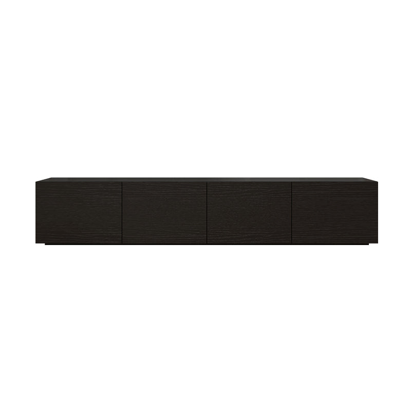 Consola de TV contemporánea negra Consola multimedia de madera sintética con puertas