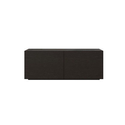 Consola de TV contemporánea negra Consola multimedia de madera sintética con puertas