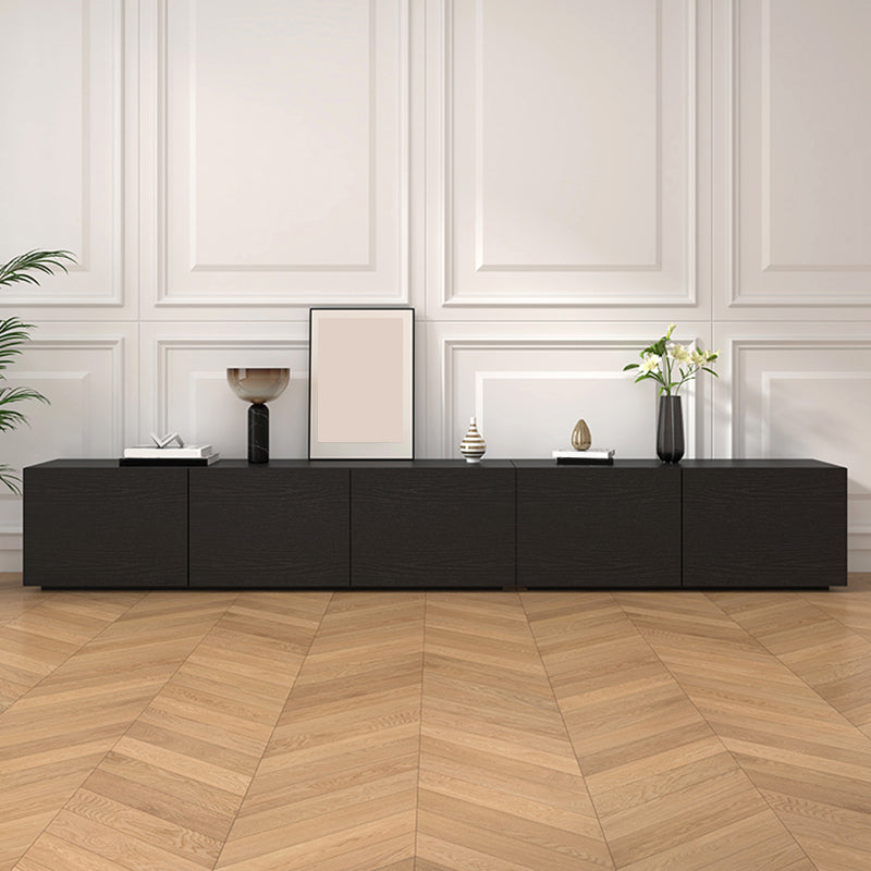 Consola de TV contemporánea negra Consola multimedia de madera sintética con puertas