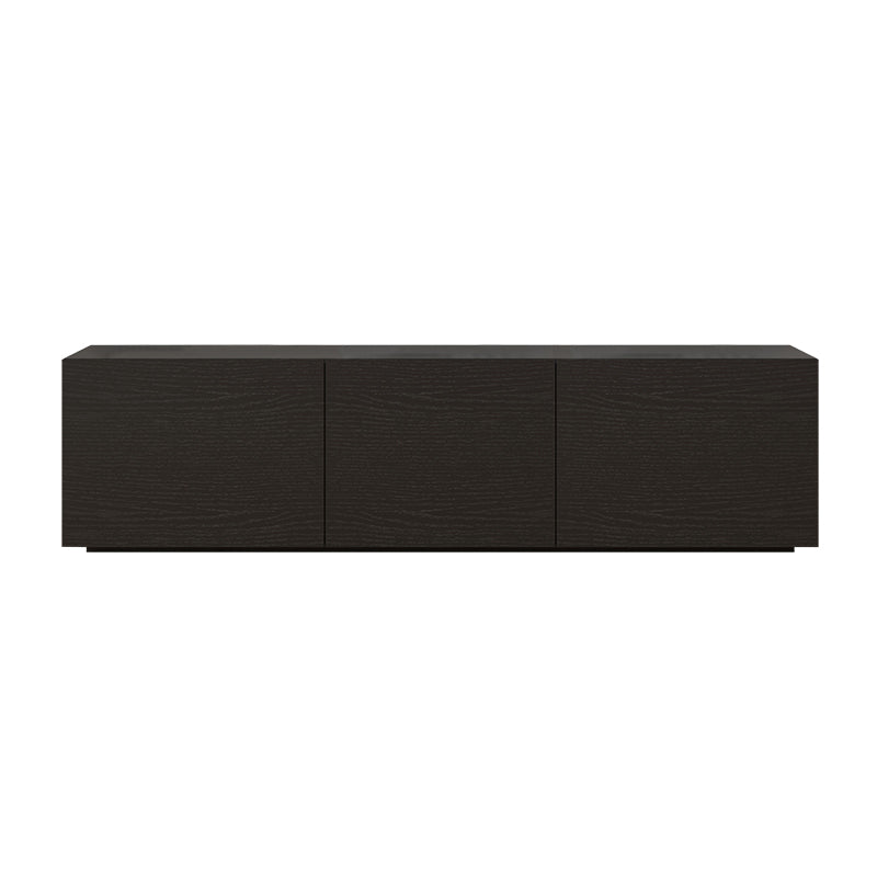 Consola de TV contemporánea negra Consola multimedia de madera sintética con puertas