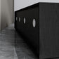 Consola de TV contemporánea negra Consola multimedia de madera sintética con puertas