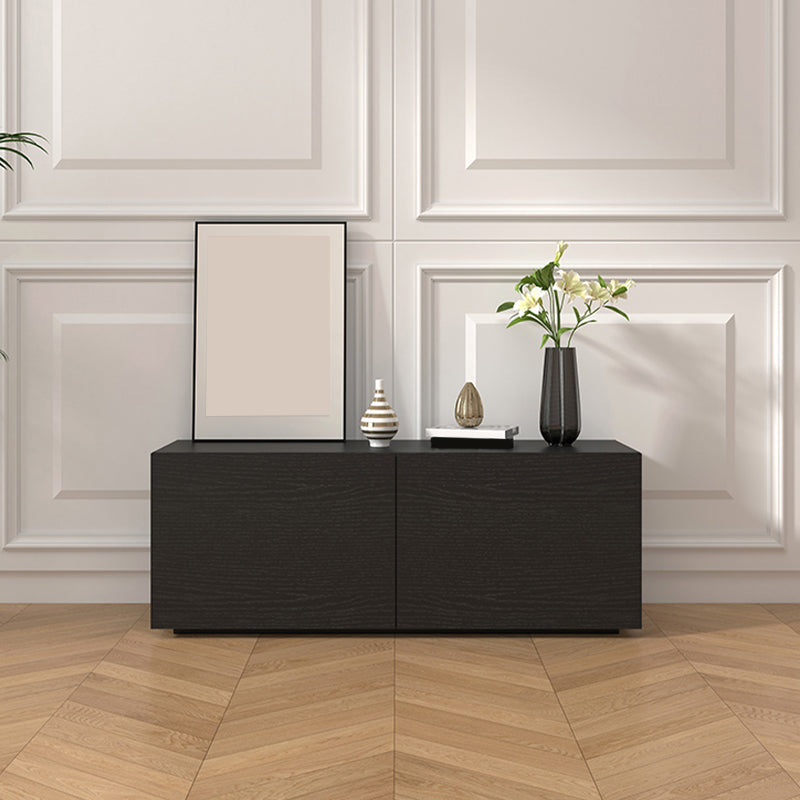 Consola de TV contemporánea negra Consola multimedia de madera sintética con puertas