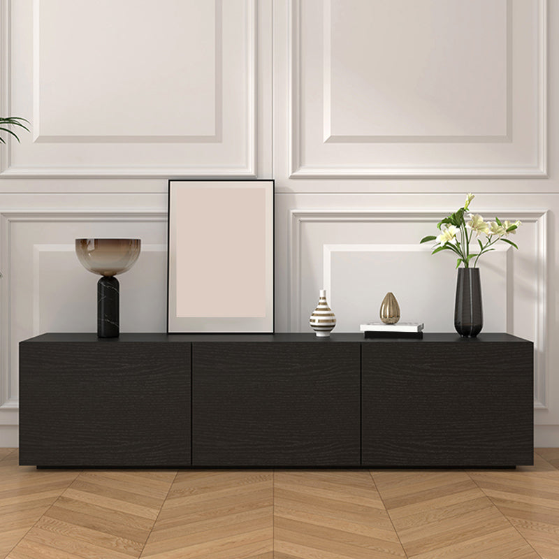 Consola de TV contemporánea negra Consola multimedia de madera sintética con puertas