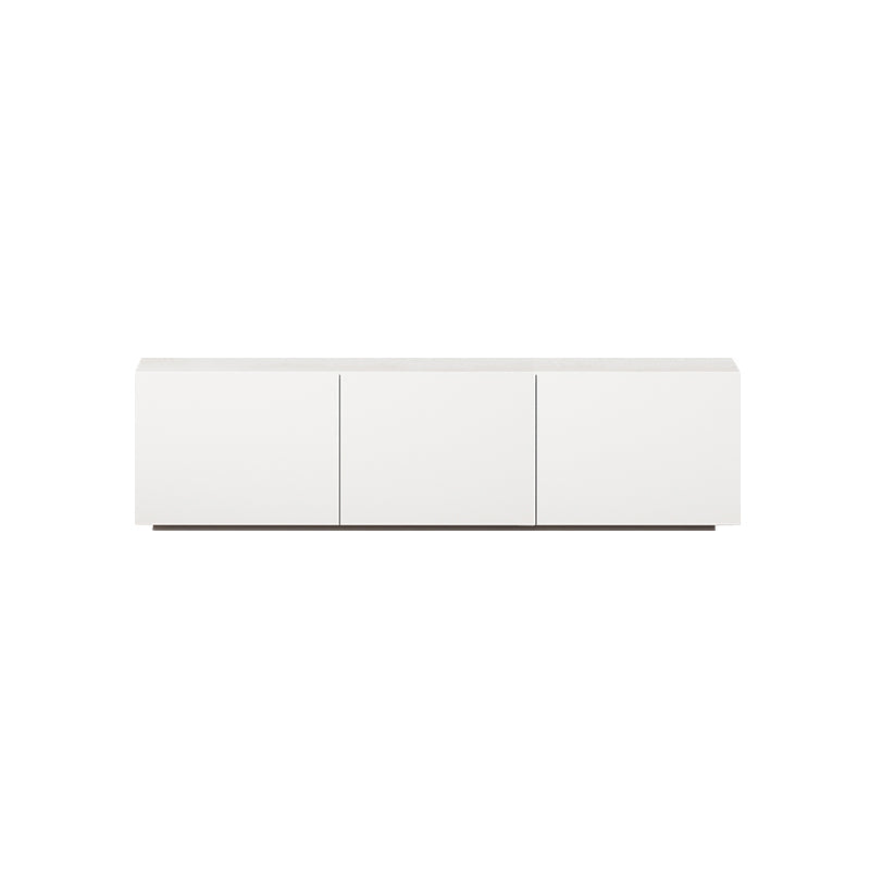 White Contemporary Media Console Engineered Wood TV Console   with Doors