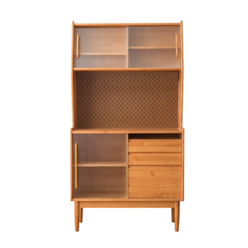 Puertas de vidrio modernas Curio Gabinete Pine Cining Hutch con cajones