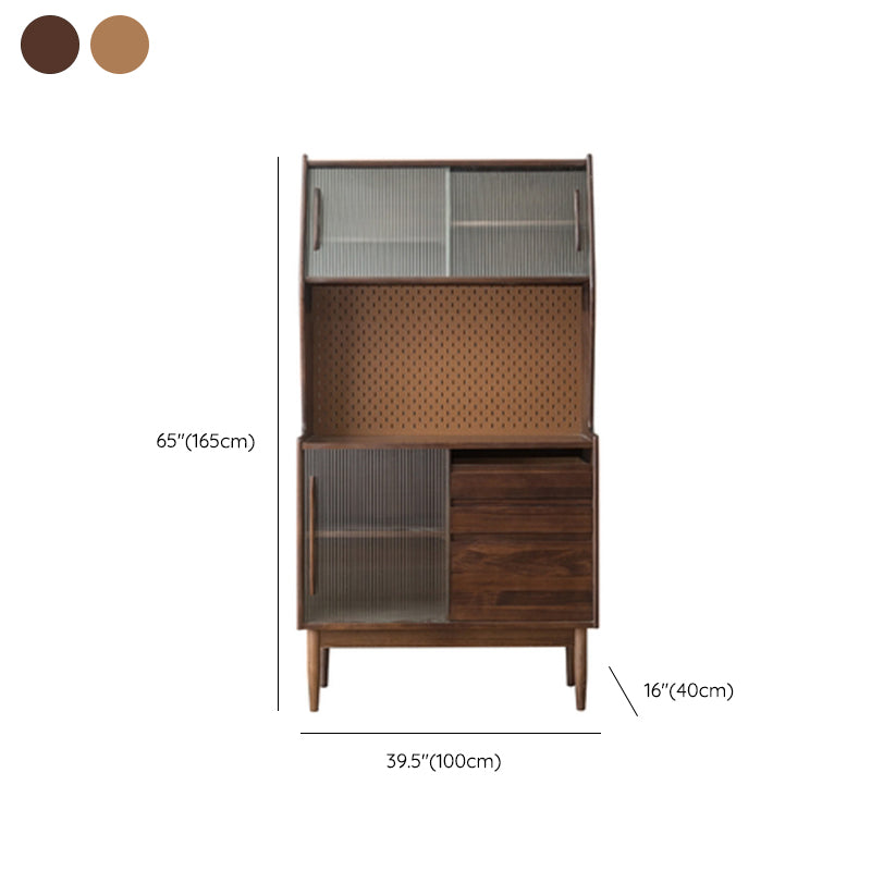 Puertas de vidrio modernas Curio Gabinete Pine Cining Hutch con cajones