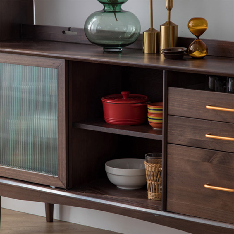 Armadio in legno massiccio Porte di vetro Hutch per sala da pranzo contemporanei