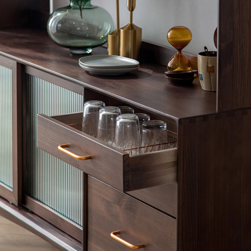 Armadio in legno massiccio Porte di vetro Hutch per sala da pranzo contemporanei