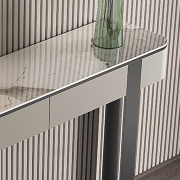 Stone Half Moon Console Table Glam 33.46-inch Tall Accent Table Clearhalo 'Console Tables' 'console_tables' 'Entry & Mudroom Furniture' 'furn' 'furn_console_tables' 'Furniture' 6916941