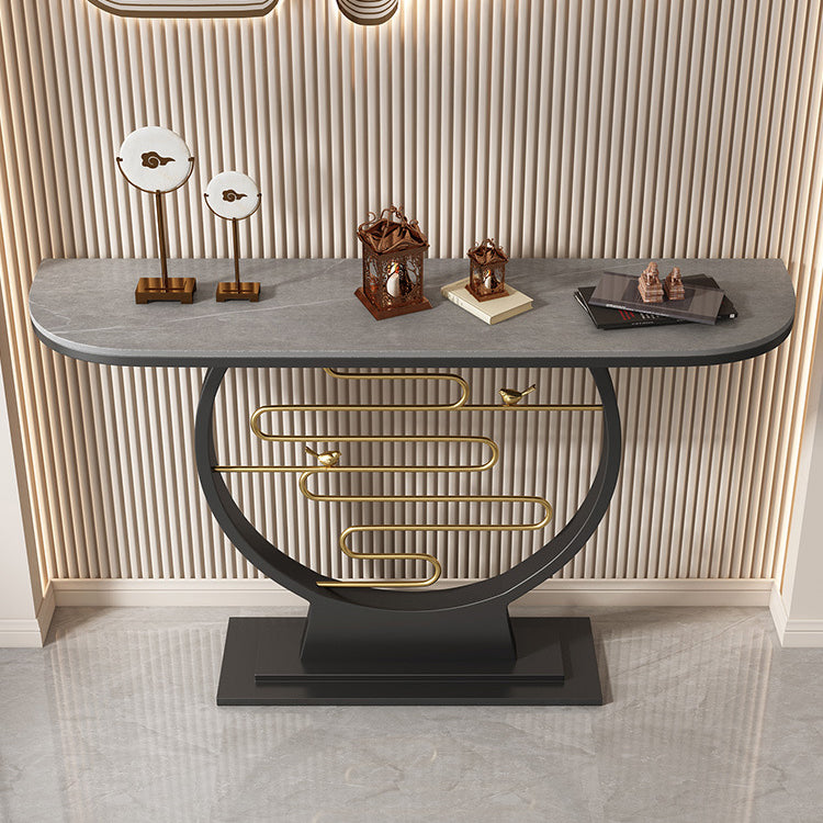 Glam Console Accent Table Antique Finish Sofa Console Table in Stone Clearhalo 'Console Tables' 'console_tables' 'Entry & Mudroom Furniture' 'furn' 'furn_console_tables' 'Furniture' 6916988