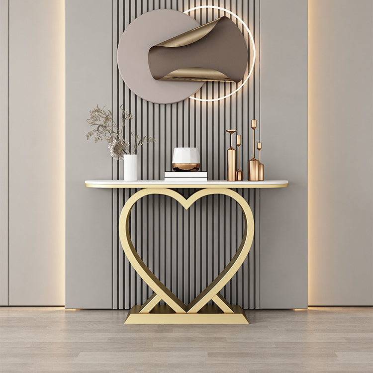 Zeitgenössischer Halbmondkonsole Tisch antikes Finish -Konsole -Sofa -Tisch