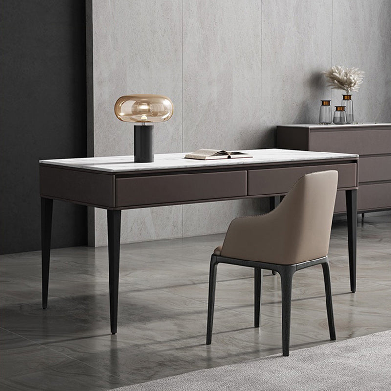 Industrial Stone Rectangular Office Desk 23.62-inch Wide Writing Desk with Drawers Clearhalo 'furn' 'furn_office_desk' 'Furniture' 'Office Desks' 'Office Furniture' 'office_desk' 6917063