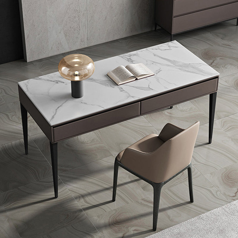 Industrial Stone Rectangular Office Desk 23.62-inch Wide Writing Desk with Drawers Clearhalo 'furn' 'furn_office_desk' 'Furniture' 'Office Desks' 'Office Furniture' 'office_desk' 6917066