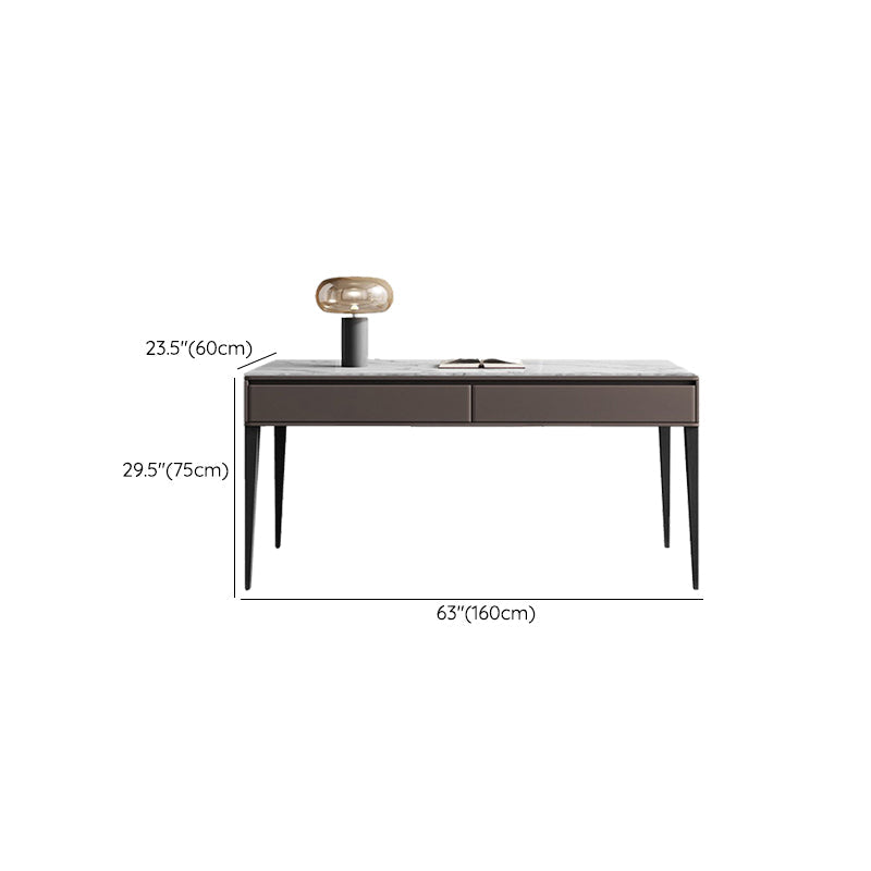 Industrial Stone Rectangular Office Desk 23.62-inch Wide Writing Desk with Drawers Clearhalo 'furn' 'furn_office_desk' 'Furniture' 'Office Desks' 'Office Furniture' 'office_desk' 6917074