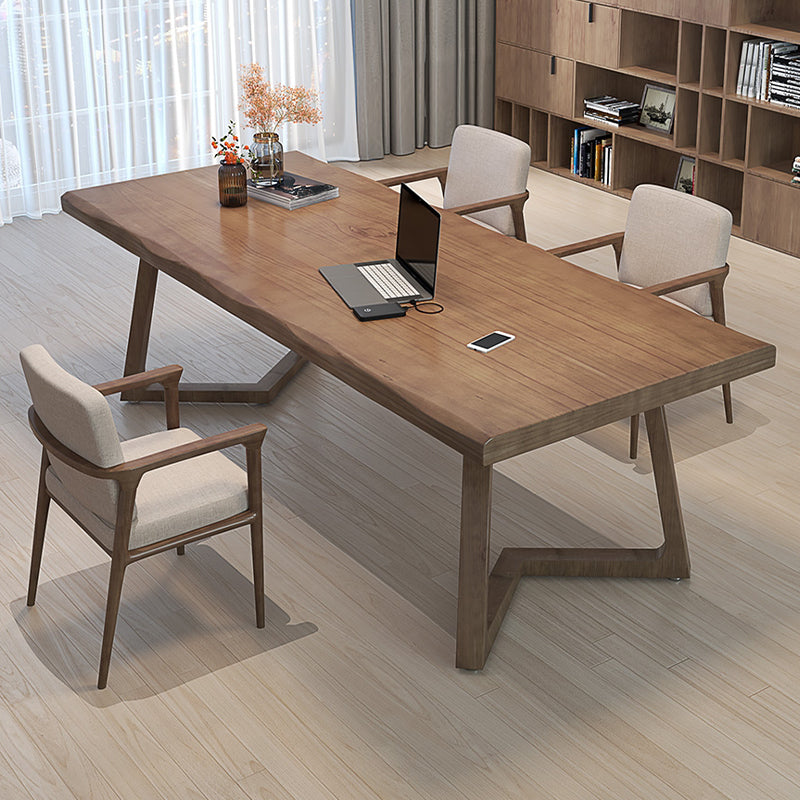 Industrial Solid Wood Writing Desk 29.53" Tall Rectangular Writing Desk Clearhalo 'furn' 'furn_office_desk' 'Furniture' 'Office Desks' 'Office Furniture' 'office_desk' 6917102