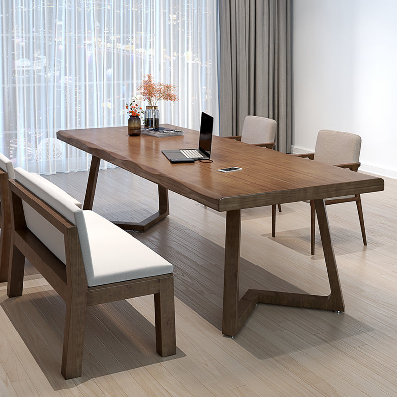 Industrial Solid Wood Writing Desk 29.53" Tall Rectangular Writing Desk Clearhalo 'furn' 'furn_office_desk' 'Furniture' 'Office Desks' 'Office Furniture' 'office_desk' 6917105