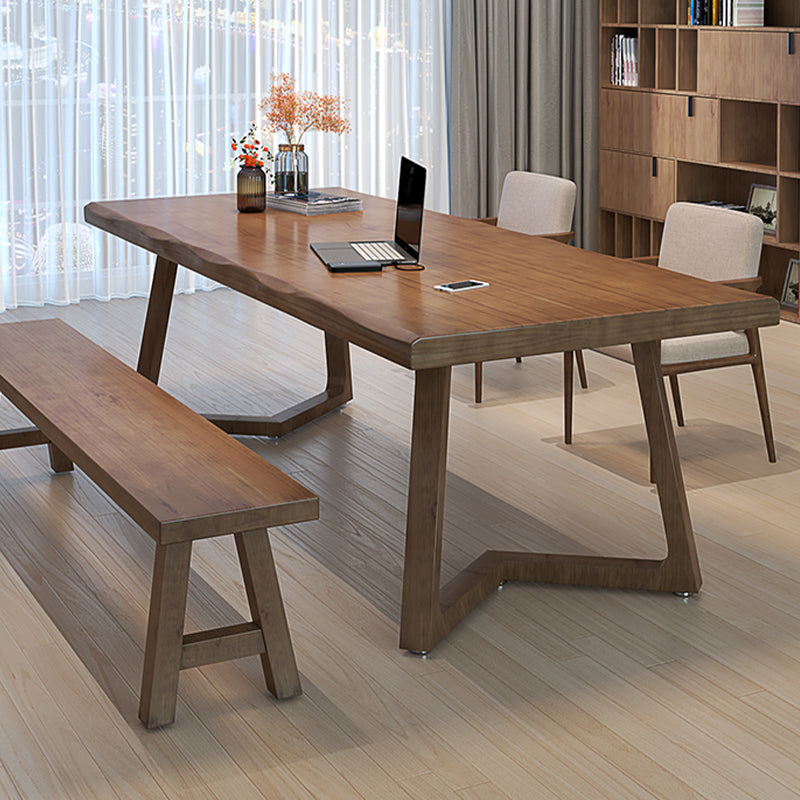 Industrial Solid Wood Writing Desk 29.53" Tall Rectangular Writing Desk Clearhalo 'furn' 'furn_office_desk' 'Furniture' 'Office Desks' 'Office Furniture' 'office_desk' 6917111