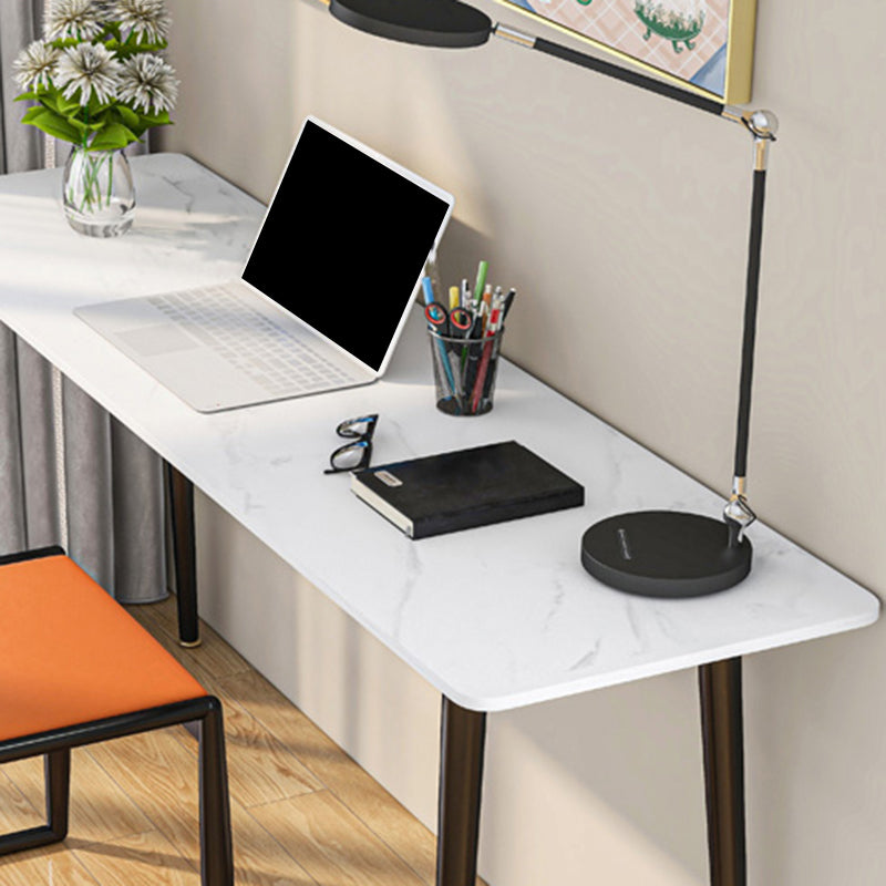 Table de travail à la maison de forme rectangulaire Bureau d'écriture en pierre en gris / blanc