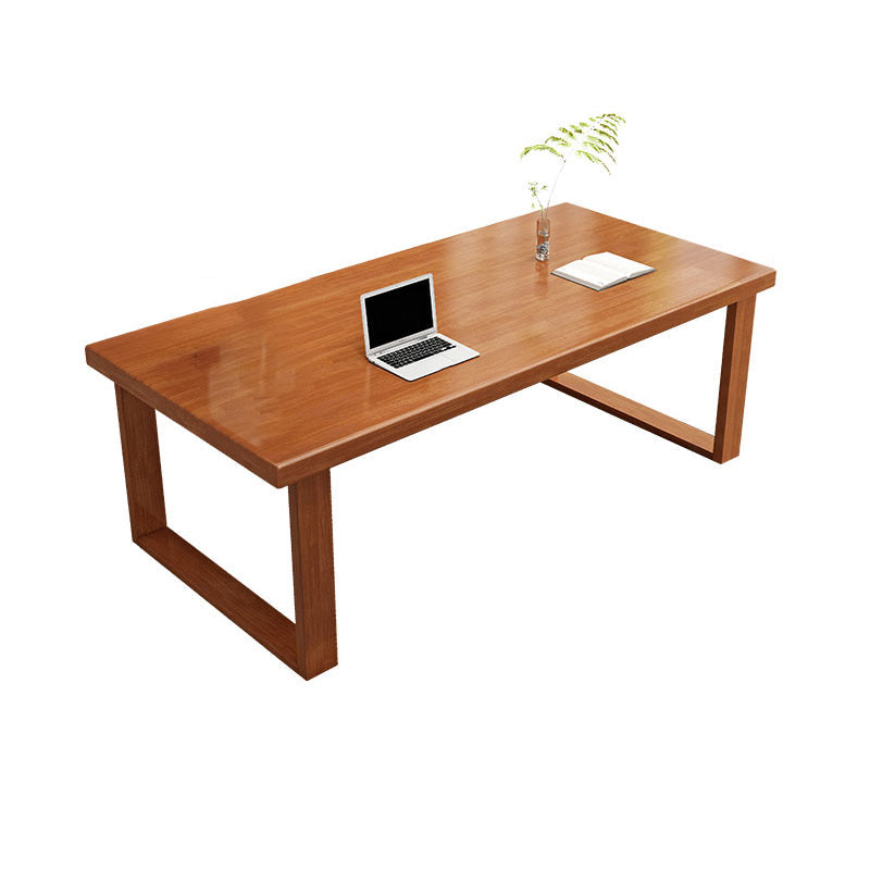 Modern Solid Wood Office Desk Rectangle Task Desk with Sled Base for Home Walnut Clearhalo 'furn' 'furn_office_desk' 'Furniture' 'Office Desks' 'Office Furniture' 'office_desk' 6917268