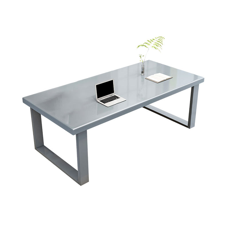 Modern Solid Wood Office Desk Rectangle Task Desk with Sled Base for Home Grey Clearhalo 'furn' 'furn_office_desk' 'Furniture' 'Office Desks' 'Office Furniture' 'office_desk' 6917269