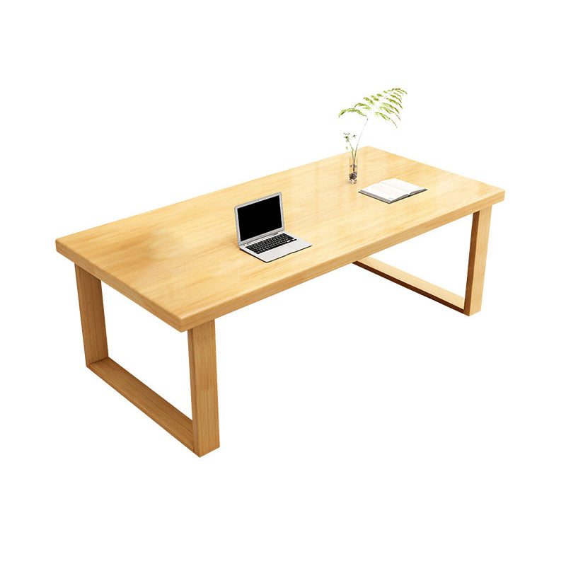 Modern Solid Wood Office Desk Rectangle Task Desk with Sled Base for Home Natural Clearhalo 'furn' 'furn_office_desk' 'Furniture' 'Office Desks' 'Office Furniture' 'office_desk' 6917271